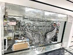 Image de miroir d'ailes d'ange en 3D Cadre en miroir d'art liquide mural 85x45 cm