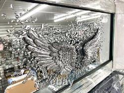 Image de miroir d'ailes d'ange en 3D Cadre en miroir d'art liquide mural 85x45 cm