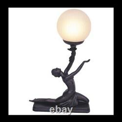 Lampe Art Déco, H47cm, Lampe De Table Couleur Bronze, Lady Kneeling