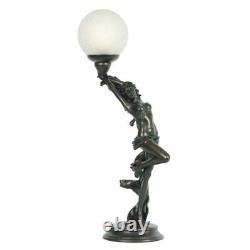Lampe Art Déco, H66cm, Lampe De Table Couleur Bronze, Rasoir En Verre Rond