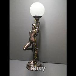 Lampe Art Déco, H66cm, Lampe De Table Couleur Bronze, Rasoir En Verre Rond