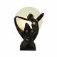 Lampe Art Déco, Lunette En Bronze, Lampe De Table, Rasoir En Verre Rond, Danseuse Gracieuse