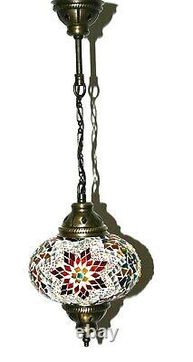 Lampe De Suspension Mosaïque Oriental Lampe Mosaïque Fait À La Main 1 Grande Balle Colorful