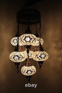 Lampe De Suspension Mosaïque Oriental Marocain Lampe Mosaïque 7l Bullets Blanc