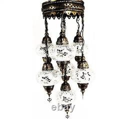 Lampe De Suspension Mosaïque Oriental Marocain Lampe Mosaïque 7l Bullets Blanc
