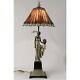 Lampe De Table Art Déco / Nouveau 76cm Charleston Lady Figurine Tiffany Style Shade