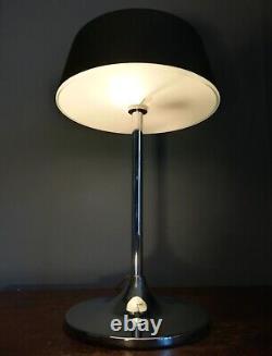 Lampe De Table Chrome Lourde Noir Et Blanc En Verre Shade MID Century Style Moderne Af