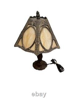 Lampe De Table De Style Tiffany En Verre Teinté Vintage Déco Avec Base En Laiton 15