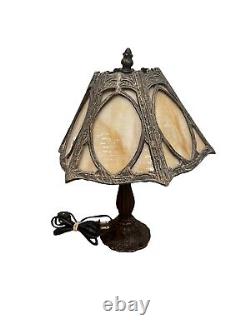 Lampe De Table De Style Tiffany En Verre Teinté Vintage Déco Avec Base En Laiton 15