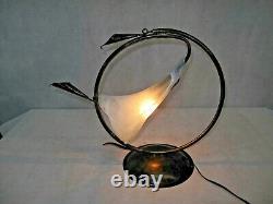 Lampe De Table En Fer Forgé À La Main De Style Art Déco 1 Blown Glass Shade White