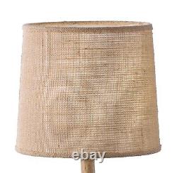Lampe De Table En Fonte De Fer Rope Wood Effet Art Déco Rustique En Tissu De Lin Brun