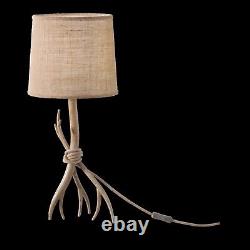 Lampe De Table En Fonte De Fer Rope Wood Effet Art Déco Rustique En Tissu De Lin Brun