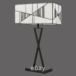 Lampe De Table En Verre Rectangulaire De Style Art Déco Tiffany Ivory Grey Moderne