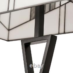 Lampe De Table En Verre Rectangulaire De Style Art Déco Tiffany Ivory Grey Moderne