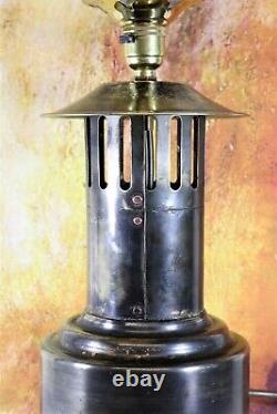 Lampe De Table Large Vintage Art Déco Lampe En Laiton De Style Avec Lampshade De Flamme De Verre