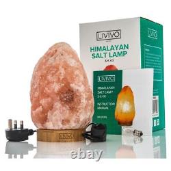 Lampe de sel de l'Himalaya avec variateur de lumière, roche rose cristalline naturelle, ioniseur de guérison, 5-6kg pour la maison