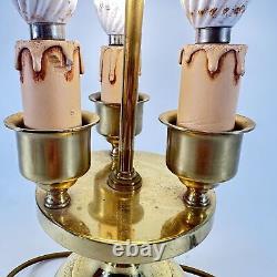 Lampe de table Bouillotte étudiant triple fausse bougie lumière Art Déco en laiton vintage