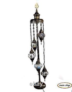Lampe en mosaïque, lampe orientale turque, éclairage au sol avec 5 verres.