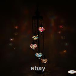 Lampe en mosaïque, lampe orientale turque, éclairage au sol avec 5 verres.