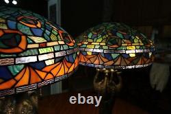 Lampes De Table De Style Tiffany De Paon-3 Léger- Vendu En Paire