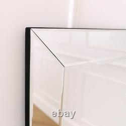 Livia Extra Grand Verre Argent Framed Rectangle Miroir Mural Biseauté 120 X 80cm