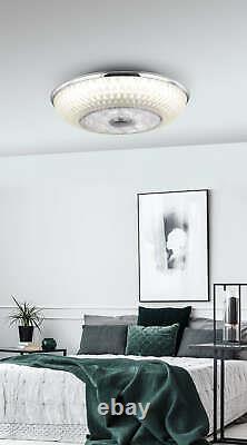 Luminaire De Montage De Lumière De Plafond Led Avec Télécommande Et Ventilateur De 55 CM Chrome