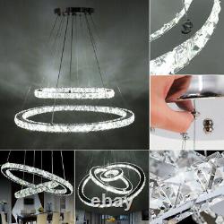Lustre En Cristal De Led 2/3 Lampe Lumineuse De Pendentif De Plafond D’anneau