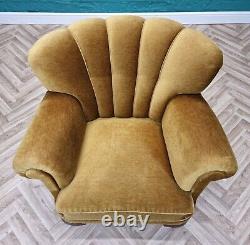 MID Century Art Deco Danish Gold Velour Club Lounge Arm Chaise 1930s (1 De 2)