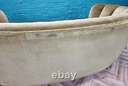 MID Century Art Deco Danish Green Velour 2 Seat'banana' Sofa Settee 1930s 40s