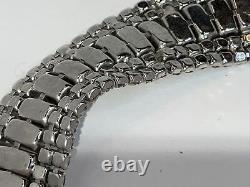 Magnifique bracelet de tennis vintage style Art Déco WEISS avec 1 large bracelet en strass de 7,5 pouces