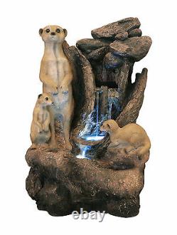 Meerkat Rock Falls Water Feature Fountain Cascade Avec Led Lights Garden Outdoor