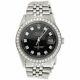 Mens Rolex Datejust 36mm Diamond Watch Jubilee Band Custom Steel Cadran Noir 2 Ct