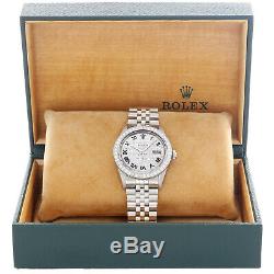 Mens Rolex Datejust 36mm Diamond Watch Jubilee Band Dial Pave Romaine Numéral 4 Ct