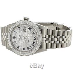 Mens Rolex Datejust 36mm Diamond Watch Jubilee Band Dial Pave Romaine Numéral 4 Ct