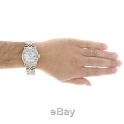 Mens Rolex Datejust 36mm Diamond Watch Jubilee Steel Band Blanc Mop Dial 2 Ct