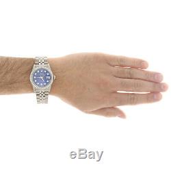 Mens Rolex Datejust 36mm Diamond Watch Jubilee Steel Band Personnalisé Cadran Bleu 2 Ct