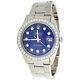 Mens Rolex Datejust 36mm Diamond Watch Oyster Steel Band Personnalisé Cadran Bleu 2 Ct
