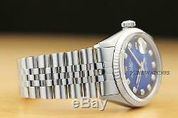 Mens Rolex Datejust Bleu Diamant Blanc Vignette Gold & Montre En Acier Inoxydable