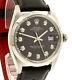 Mens Vintage Rolex Oyster Perpetual Date 34mm Black Dial Diamond Stainless Watch