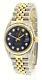 Mens Vintage Rolex Oyster Perpetual Datejust 36mm Gold Diamond Blue Dial Watch