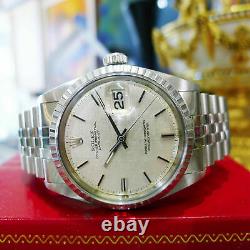 Mens Vintage Rolex Oyster Perpetual Datejust 36mm Linen Dial Jubilee Watch