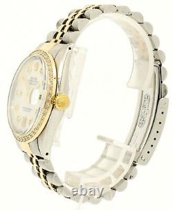 Mens Vintage Rolex Oyster Perpetual Datejust 36mm Mop Gold Diamond Dial Watch