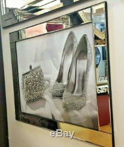 Miroir Cadre Sac À Chaussures Image Avec Mur En Verre Glitter À Cristaux Liquides Art 95x75cm