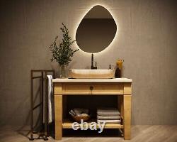 Miroir asymétrique avec lumières LED Miroir de salle de bain irrégulier 24 x 28 pouces