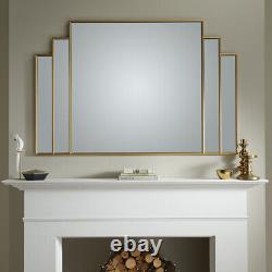 Miroir de cheminée Charleston Art Deco à cadre doré fait main - H 80cmxL 120cm