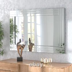 'Miroir mural rectangulaire biseauté encadré en verre argenté Gabriella XL 120 x 80 cm'