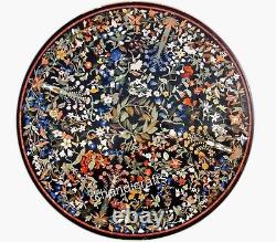Mosaic Art Table À Manger Top Black Round Marble Hallway Decor Table 72 Pouces
