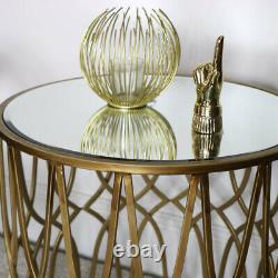Or Miroir Orné Side Table Art Déco Vintage Luxueux Accent De Décoration À La Maison