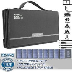 Panneau Solaire Portable Pliable 60w 12v 18v Chargeur De Batterie Usb DC 1.3kg Hyundai