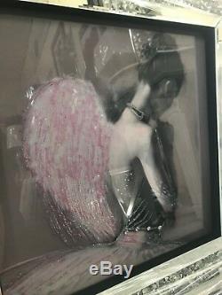 Photo D'art De Paillettes Ballerina Angel Dans Un Cadre En Cristal Écrasé, Avec Verre Effet Miroir
